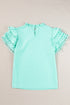 Layered Ric Rac Cap Sleeve Filled Neck Blouse